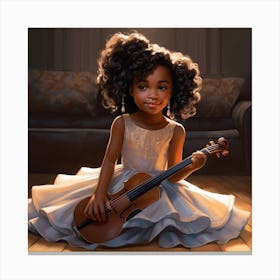 Little Girl Playing Violin 2 Canvas Print