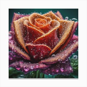 Rose With Water Droplets Canvas Print