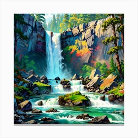 Waterfall In The Forest 5 Canvas Print