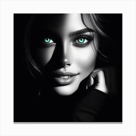 Portrait Of A Woman With Green Eyes 1 Canvas Print