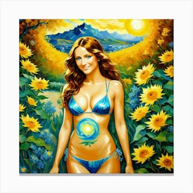 Sunflower Womandtg Canvas Print