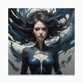 Sexy Girl With Black Hair Canvas Print