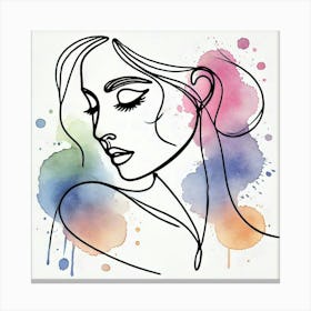 Watercolor Portrait Of A Woman 1 Canvas Print