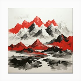 Mountain Range In Red And Black Canvas Print