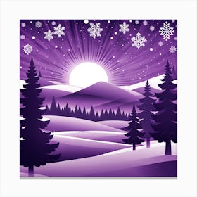 Purple Christmas Night, Christmas concept art, Christmas vector art, Vector Art, Christmas art, Christmas, purple night, moon Canvas Print