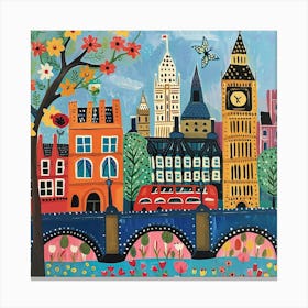 Kids Travel Illustration London 3 Canvas Print