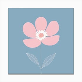 A White And Pink Flower In Minimalist Style Square Composition 308 Canvas Print