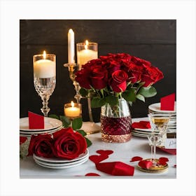Valentine'S Day Table Setting 6 Canvas Print