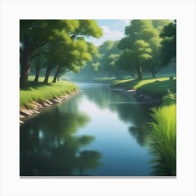 River In The Forest 40 Canvas Print