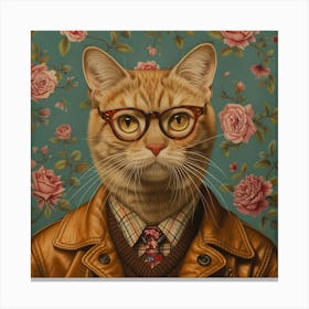 Cat In Glasses Canvas Print