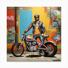 Pop Art graffiti Bike and biker Canvas Print