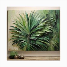 Green fan of palm leaves Canvas Print