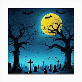 Cemetery At Night 2 Canvas Print