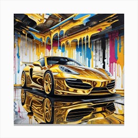 Gold Porsche Canvas Print
