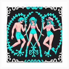 Three Girls In Bikinis 19 Canvas Print