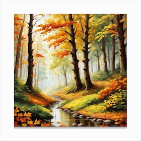 Forest In Autumn In Minimalist Style Square Composition 99 Canvas Print