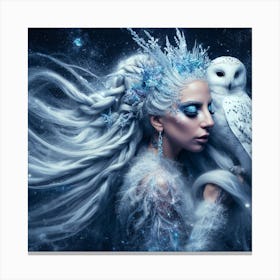 Ice Queen Lady Gaga with an Owl Canvas Print
