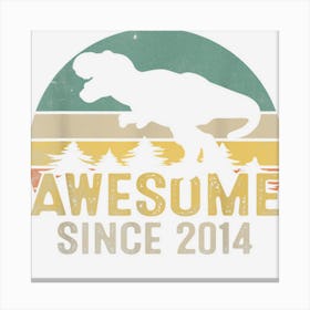 8th Birthday Dinosaur 8 Year Old Boy Awesome Since 2014 1 Canvas Print