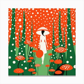 Yayoi Kusama Garden Mushrooms in Spring Canvas Print