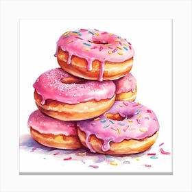 Stack Of Strawberry Donuts 2 Canvas Print