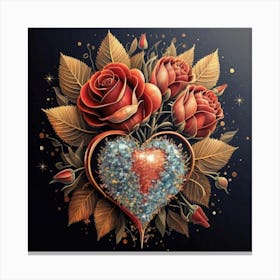 Heart and beautiful red rose 13 Canvas Print