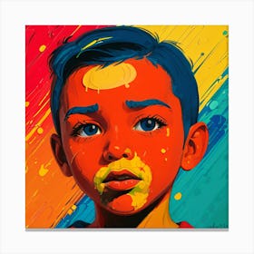 Boy With Paint Splatters Canvas Print