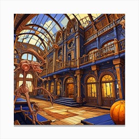 Steampunk Resort Reception Cubism Style Canvas Print