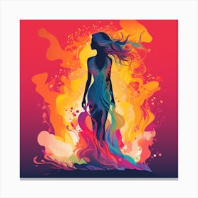 Woman In Flames Canvas Print