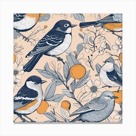 Seamless Pattern With Birds Canvas Print
