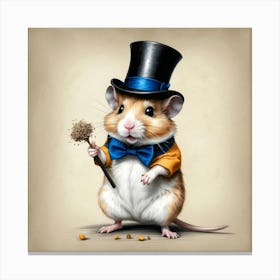 Hamster In Top Hat 12 Canvas Print