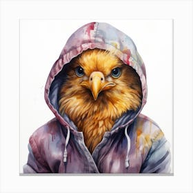 Watercolour Cartoon Chicken In A Hoodie Canvas Print