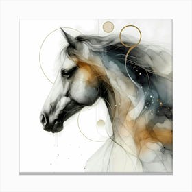 Creative Horse Head In Color Splash And Circles Illustration Canvas Print