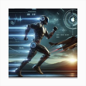 Futuristic Man Running In Futuristic World Canvas Print