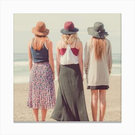 Three Girls On The Beach Canvas Print