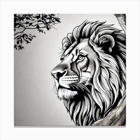 Lion In The Tree 4 Canvas Print