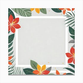 Frame With Tropical Flowers 1 Canvas Print