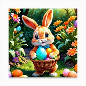 Easter Bunny With Basket Canvas Print