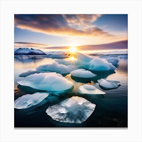 Icebergs At Sunset 36 Canvas Print