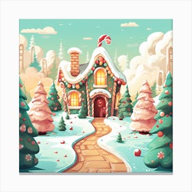 Christmas House In The Snow 1 Canvas Print