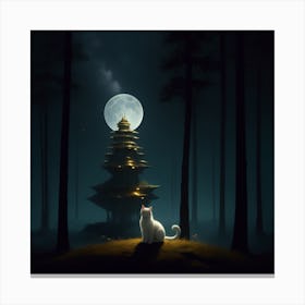 Cat In The Moonlight 1 Canvas Print