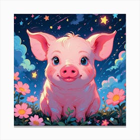 Pig In The Meadow Canvas Print