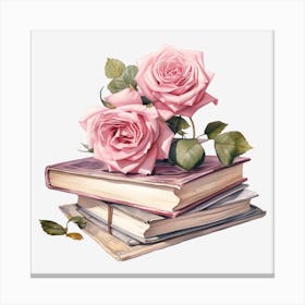 Roses On Books 3 Canvas Print