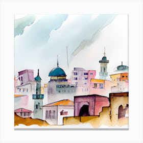 Watercolor Of Islamic City Canvas Print