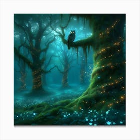 Owl In The Forest 3 Canvas Print