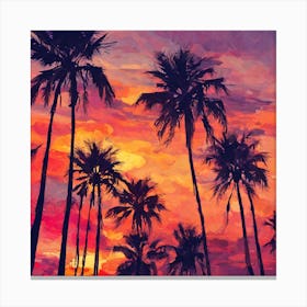 Palm Trees at Sunset Canvas Print