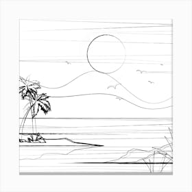 Minimal Line Palm Beach 3 Canvas Print