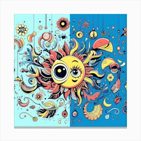 Doodle Sun Canvas Print