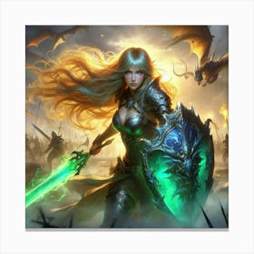 Warrior Woman With A Sword Canvas Print