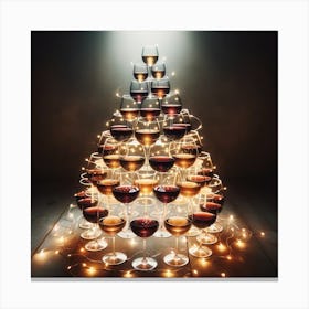 Christmas Tree With Wine Glasses Canvas Print