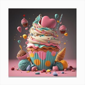 Cupcake 3d Art Canvas Print